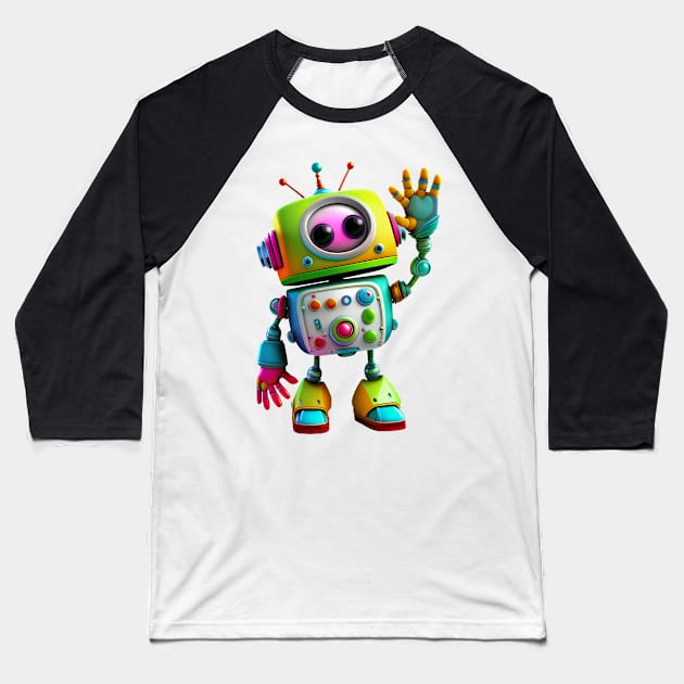 Cute Friendly Robot for Kids and Adults Baseball T-Shirt by Pine Hill Goods